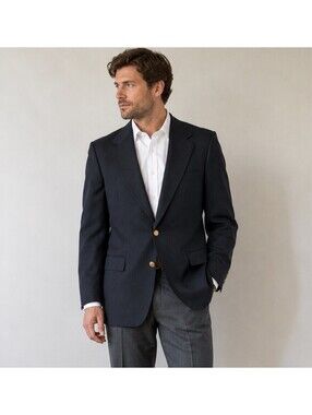 Enrico Gelini Navy Wool Blazer Sport Coat Men’s 42R Gold Buttons Woolmark Italia